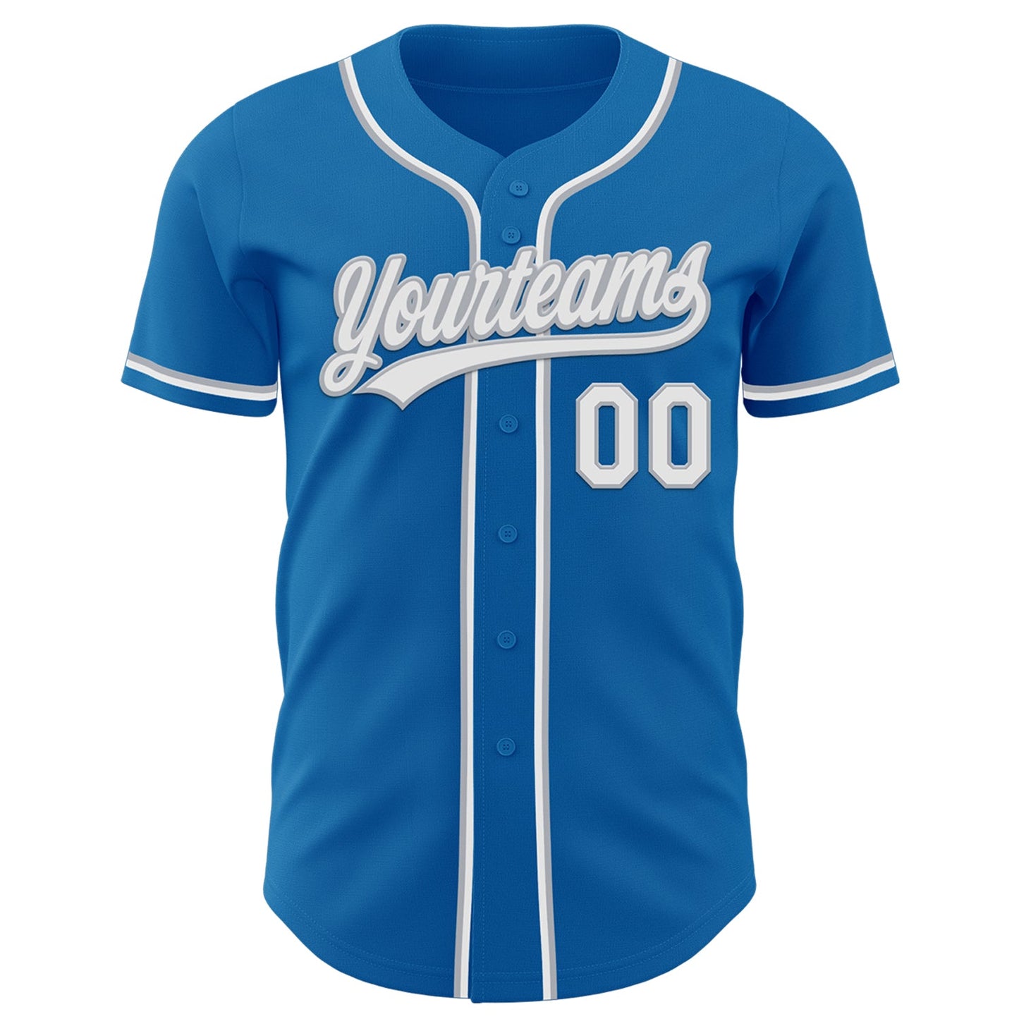 Custom Blue White-Gray Authentic Baseball Jersey view 2