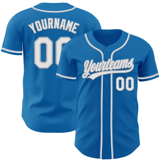 Custom Blue White-Gray Authentic Baseball Jersey - Main View