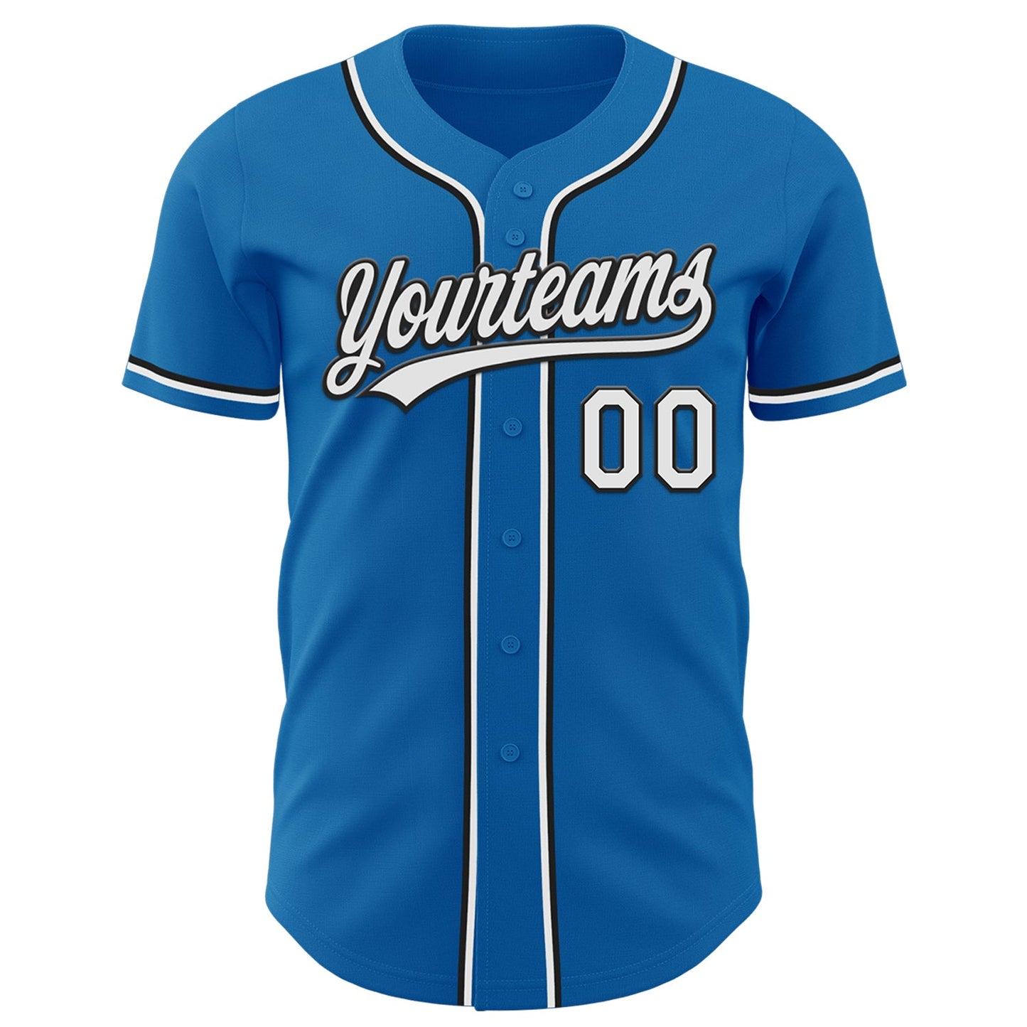 Custom Blue White-Black Authentic Baseball Jersey view 2
