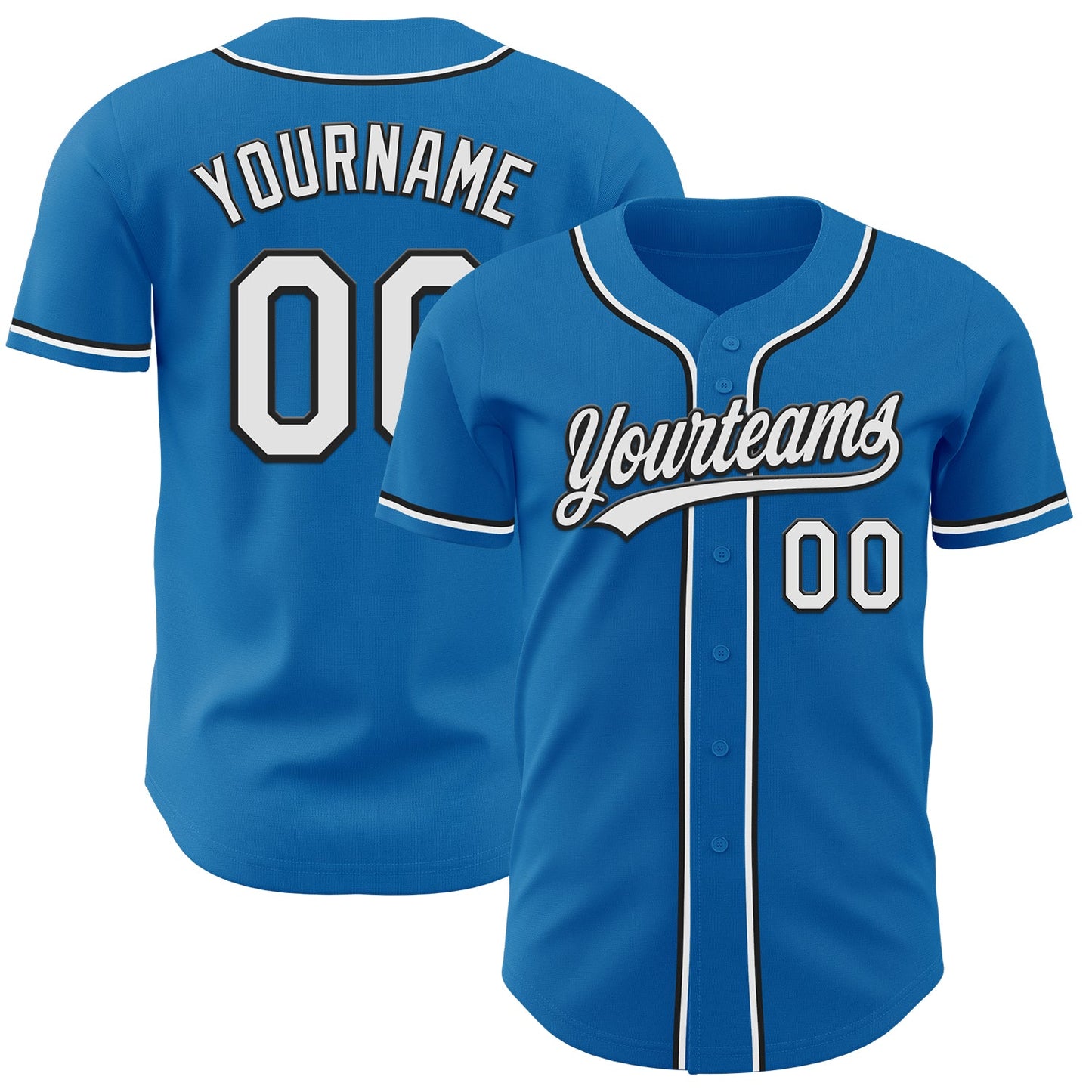 Custom Blue White-Black Authentic Baseball Jersey - Main View