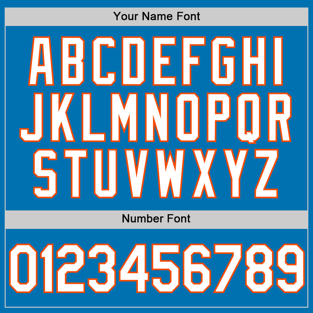 Custom Blue White-Orange Authentic Baseball Jersey view 5