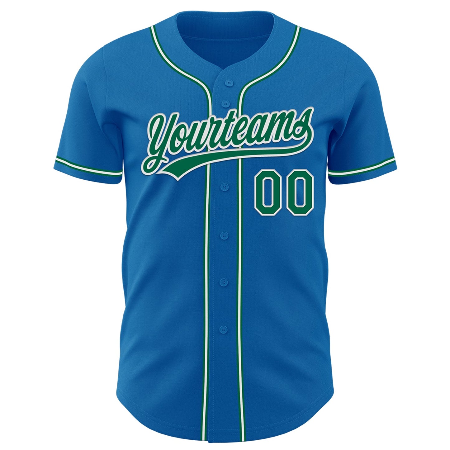 Custom Blue Kelly Green-White Authentic Baseball Jersey view 2