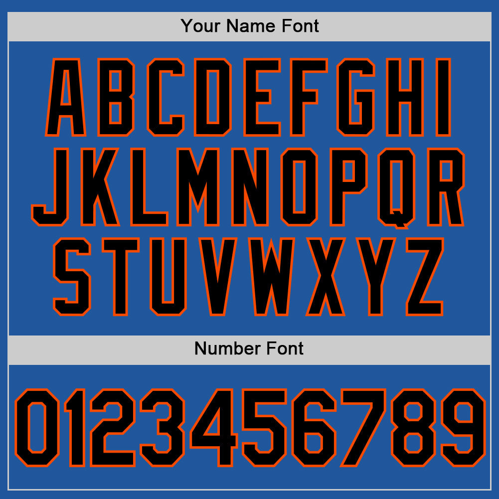 Custom Blue Black-Orange Authentic Throwback Baseball Jersey view 5