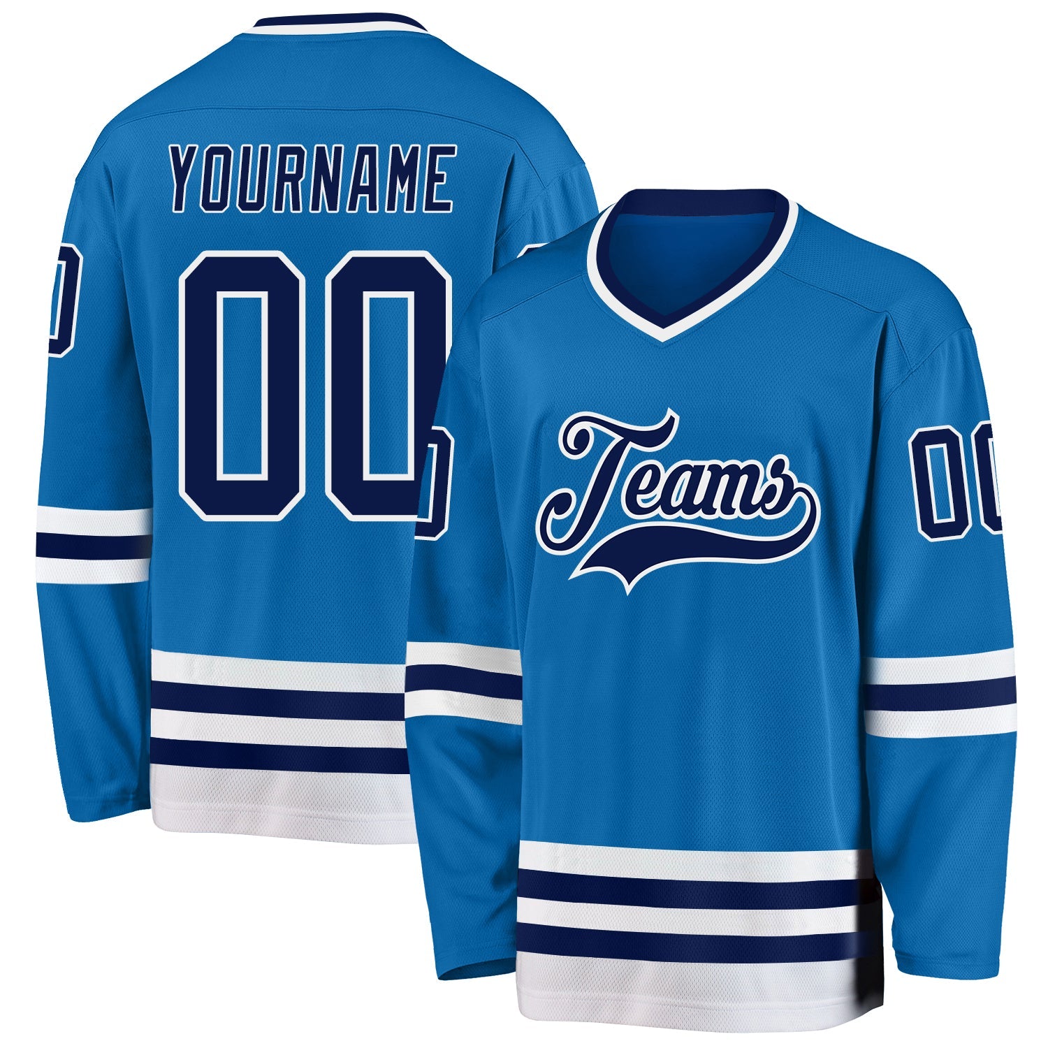 Custom Blue Navy-White Hockey Jersey - Main View
