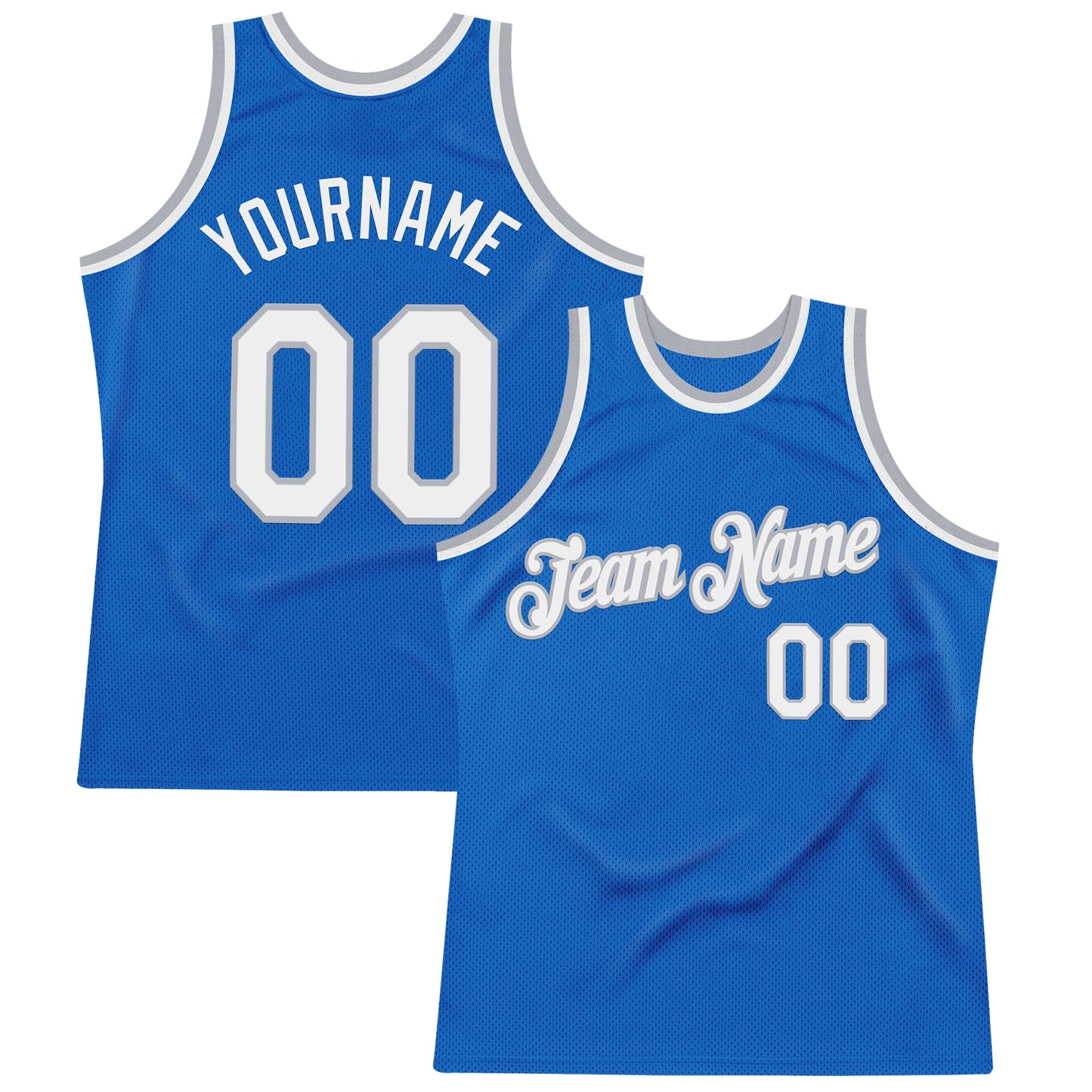 Custom Blue White-Gray Authentic Throwback Basketball Jersey - Main View