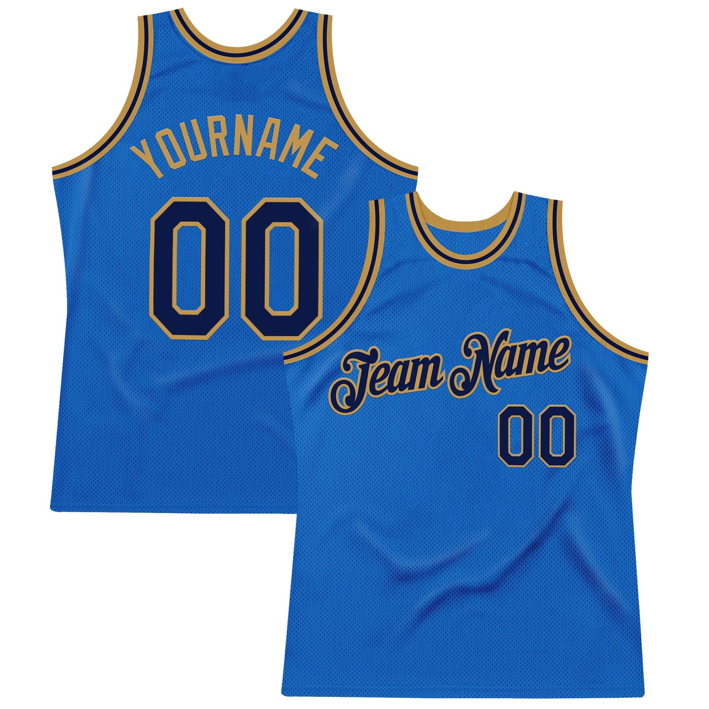 Custom Blue Navy-Old Gold Authentic Throwback Basketball Jersey - Main View