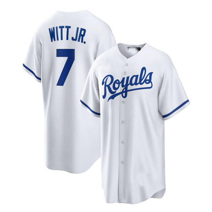 Kansas City Royals #7 Bobby Witt Jr. Home Replica Player Jersey - White Baseball Jerseys - Main View