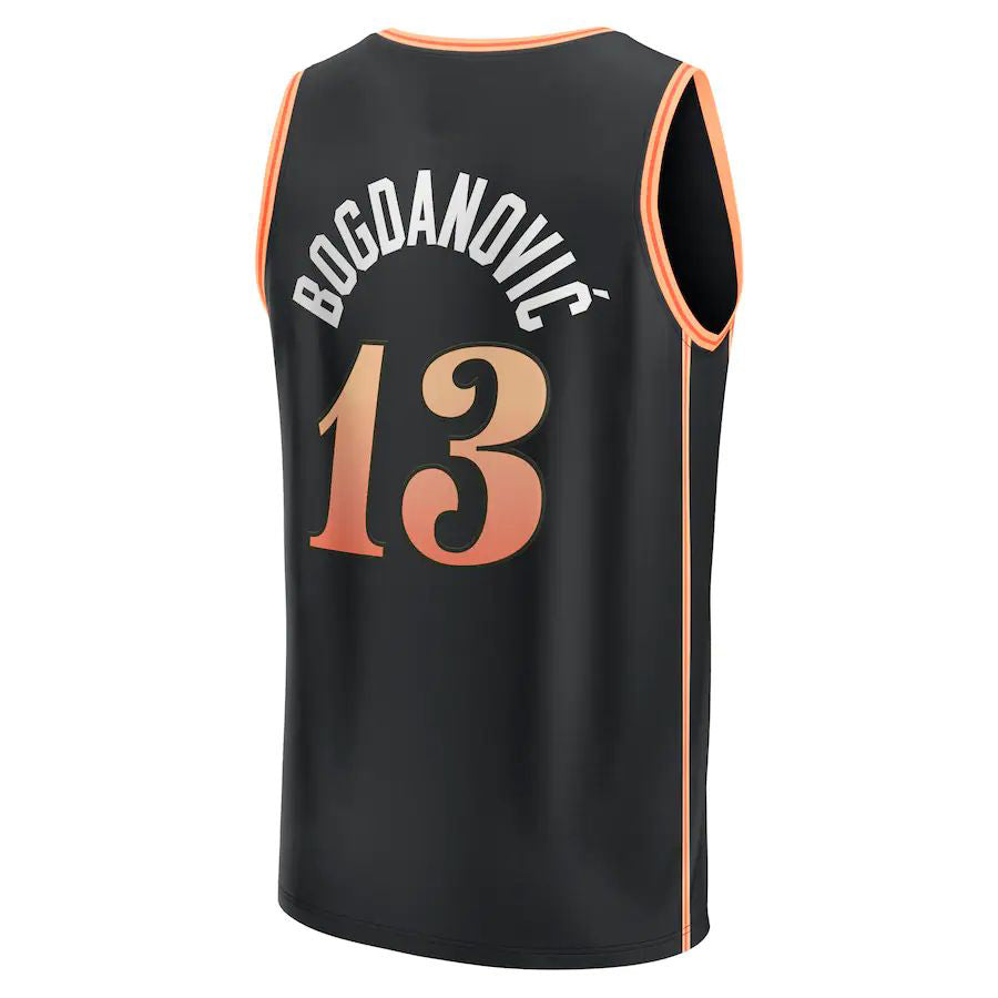 A.Hawks #13 Bogdan Bogdanovic Fanatics Branded 2022-23 Fastbreak Jersey City Edition  Black Stitched American Basketball Jersey - Main View