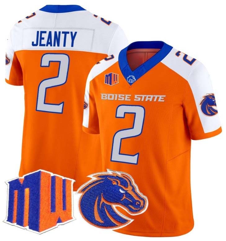 B.State Broncos #2 Ashton Jeanty Orange Vapor Limited Football Alternate Stitched American College Jerseys - Main View