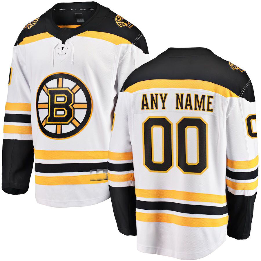 Custom B.Bruins Fanatics Branded Away Breakaway Jersey White Stitched American Hockey Jerseys - Main View