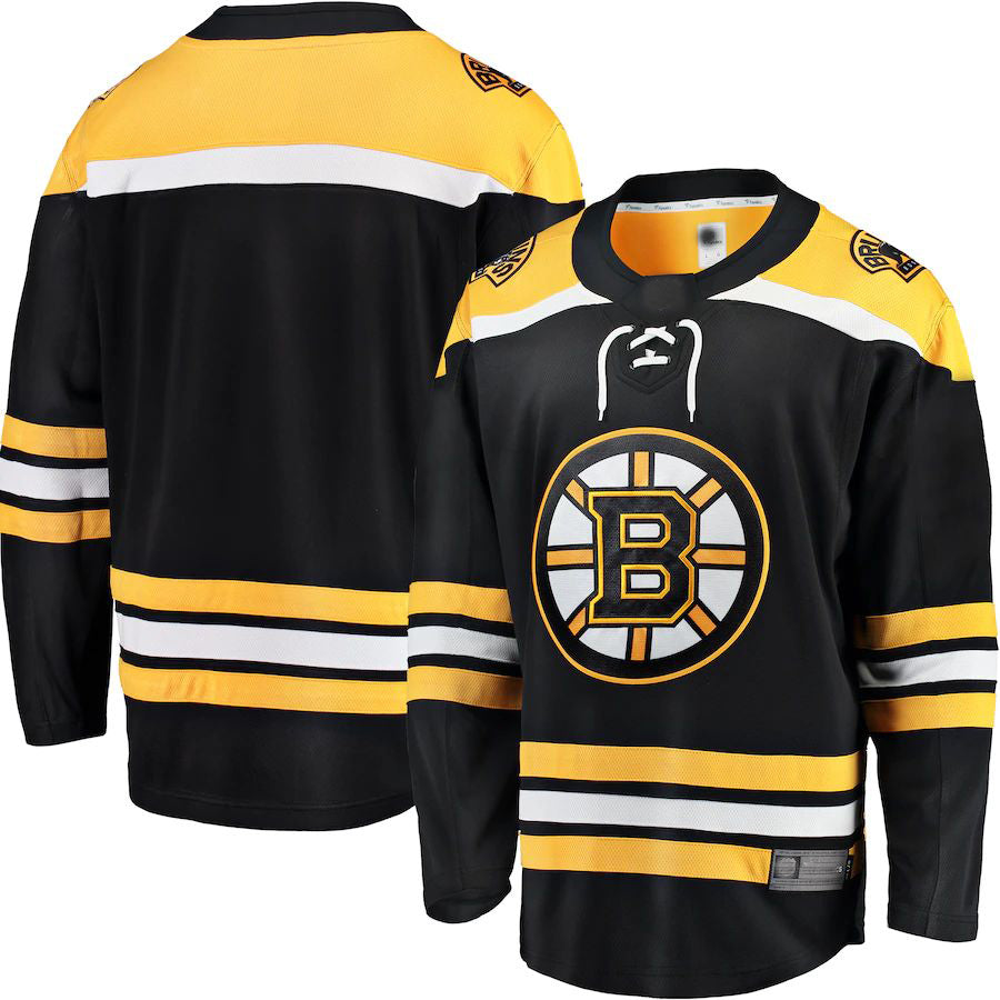 B.Bruins Fanatics Branded Breakaway Home Jersey Black Stitched American Hockey Jerseys - Main View