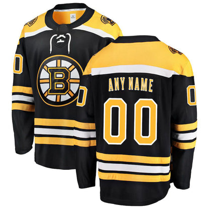 Custom B.Bruins Fanatics Branded Home Breakaway Jersey Black Stitched American Hockey Jerseys - Main View