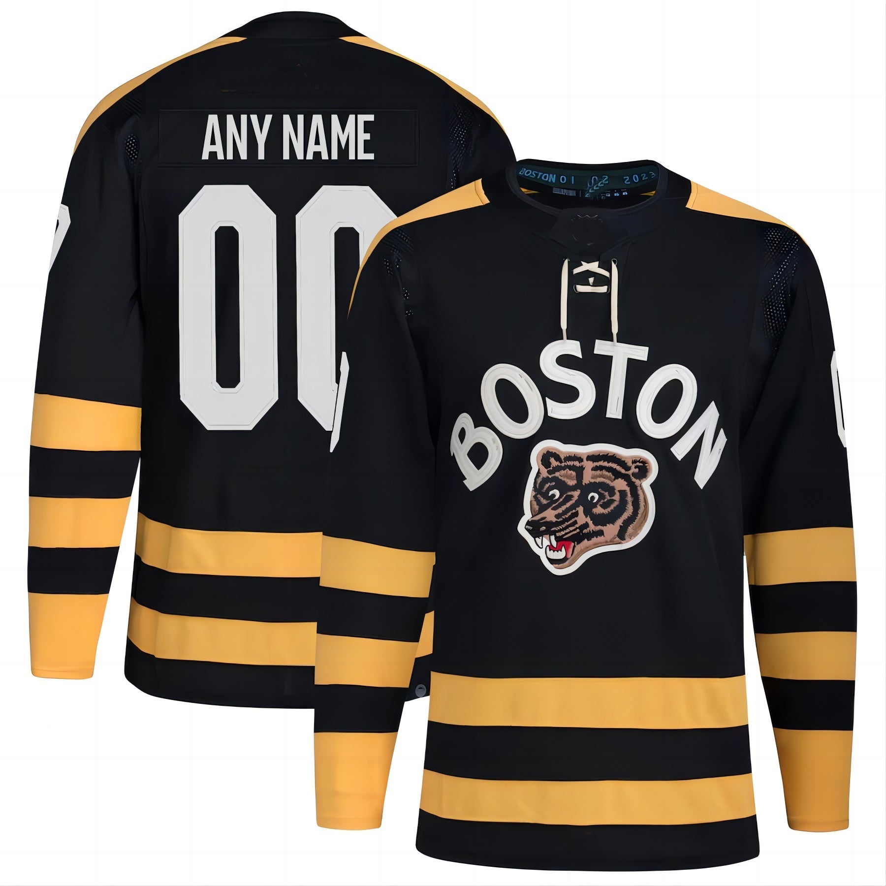 B.Bruins 2023 Winter Classic Authentic Custom Jersey - Black Stitched American Hockey Jerseys - Main View