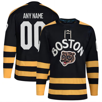B.Bruins 2023 Winter Classic Authentic Custom Jersey - Black Stitched American Hockey Jerseys - Main View