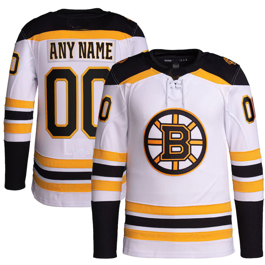 Custom B.Bruins Away Primegreen Authentic Pro Jersey White Stitched American Hockey Jerseys - Main View