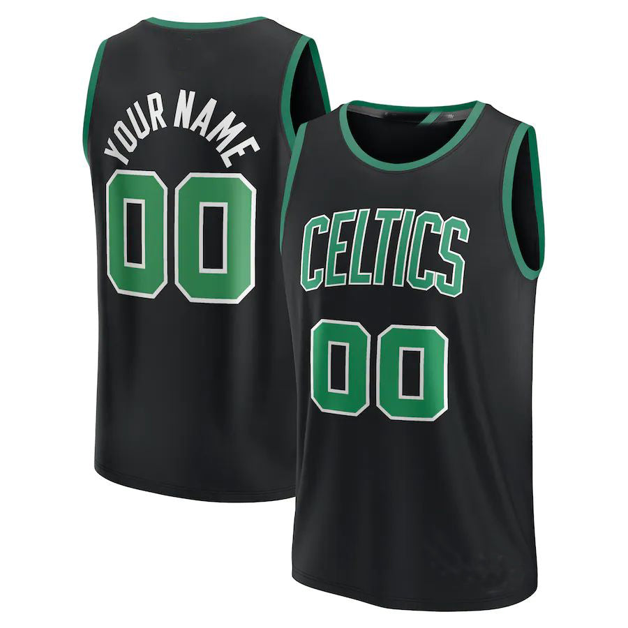 Custom B.Celtics Fanatics Branded Fast Break Replica Jersey Statement Edition Black American Stitched Basketball Jersey - Main View