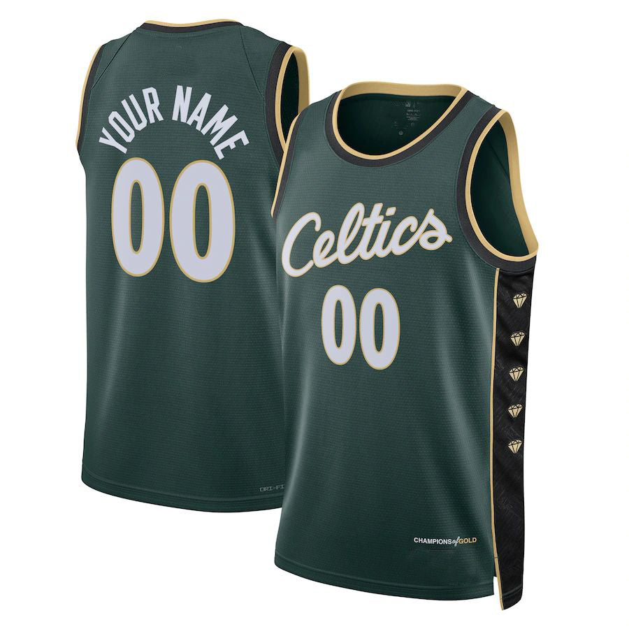 Custom B.Celtics Unisex 2022-23 Swingman Jersey City Edition Kelly Green American Stitched Basketball Jersey - Main View
