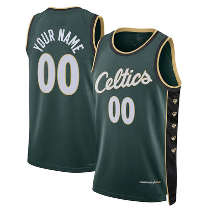 Custom B.Celtics Unisex 2022-23 Swingman Jersey City Edition Kelly Green American Stitched Basketball Jersey - Main View