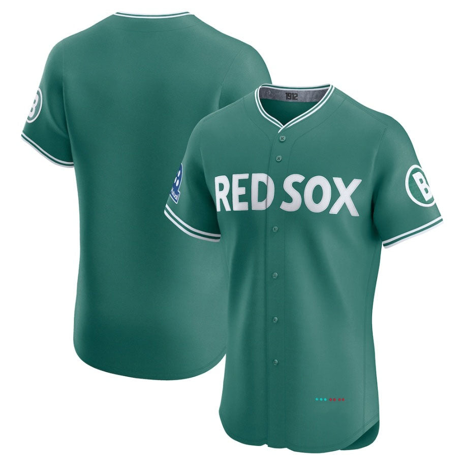 Boston Red Sox 2025 City Connect Elite Jersey With Sponsor Patch - Green Stitched Baseball Jersey - Main View