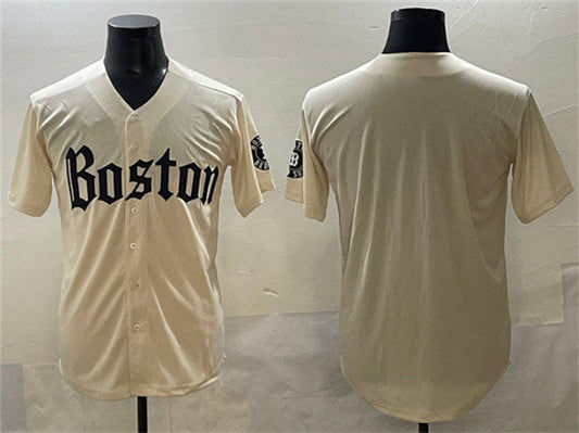 Boston Red Sox Blank Cream Gothic Vapor Limited Stitched Baseball Jersey - Main View