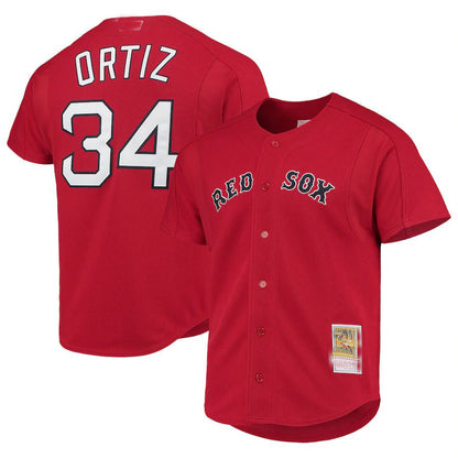 Boston Red Sox #34 David Ortiz Mitchell & Ness Red Cooperstown Collection Mesh Batting Practice Jersey Baseball Jerseys - Main View