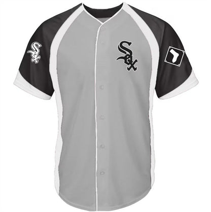 Boston Red Sox Gray Navy Big & Tall Colorblock Full-Snap Jersey Baseball Jerseys - Main View