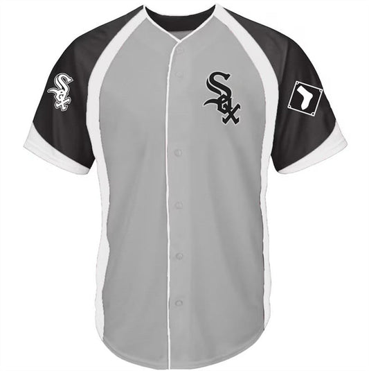 Boston Red Sox Gray Navy Big & Tall Colorblock Full-Snap Jersey Baseball Jerseys - Main View