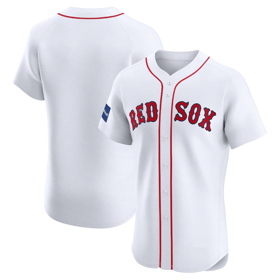 Boston Red Sox Home Elite Patch Jersey - White Stitched Baseball Jersey - Main View