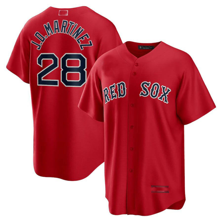 Boston Red Sox #28 J.D. Martinez Red Alternate Replica Player Name Jersey Baseball Jerseys - Main View