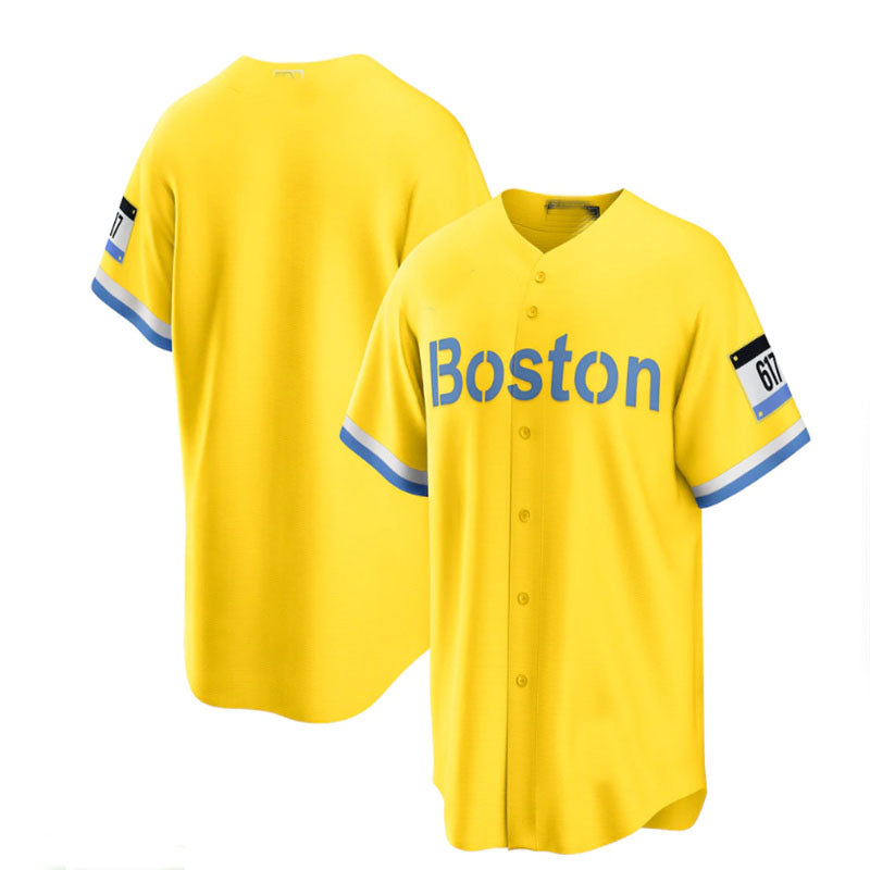 Boston Red Sox City Connect Replica Jersey - Gold Light Blue Baseball Jerseys - Main View