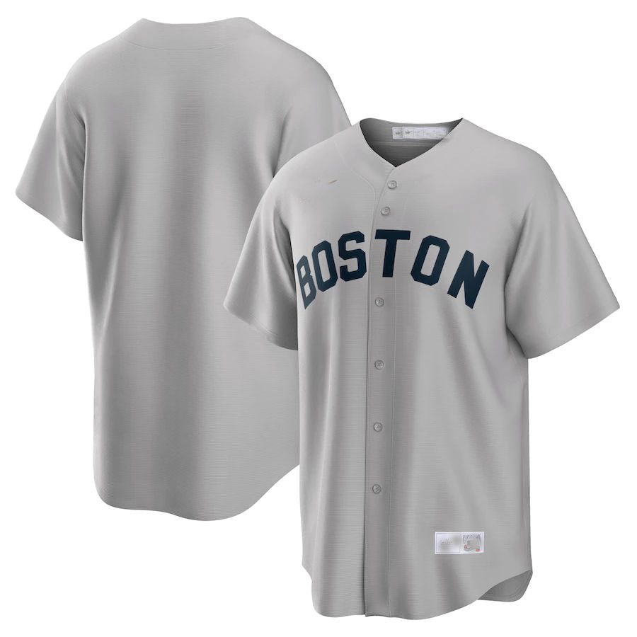 Boston Red Sox Gray Road Cooperstown Collection Team Jersey Baseball Jerseys - Main View