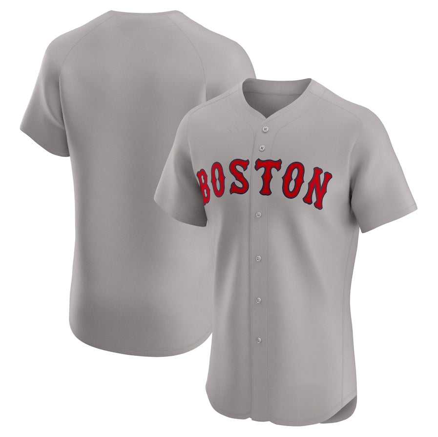 Boston Red Sox Road Elite Jersey - Gray Stitched Baseball Jersey - Main View