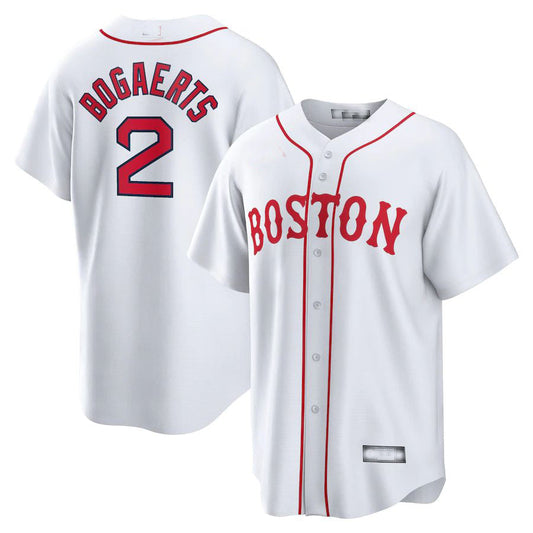 Boston Red Sox #2 Xander Bogaerts White 2021 Patriots' Day Official Replica Player Jersey Baseball Jerseys - Main View
