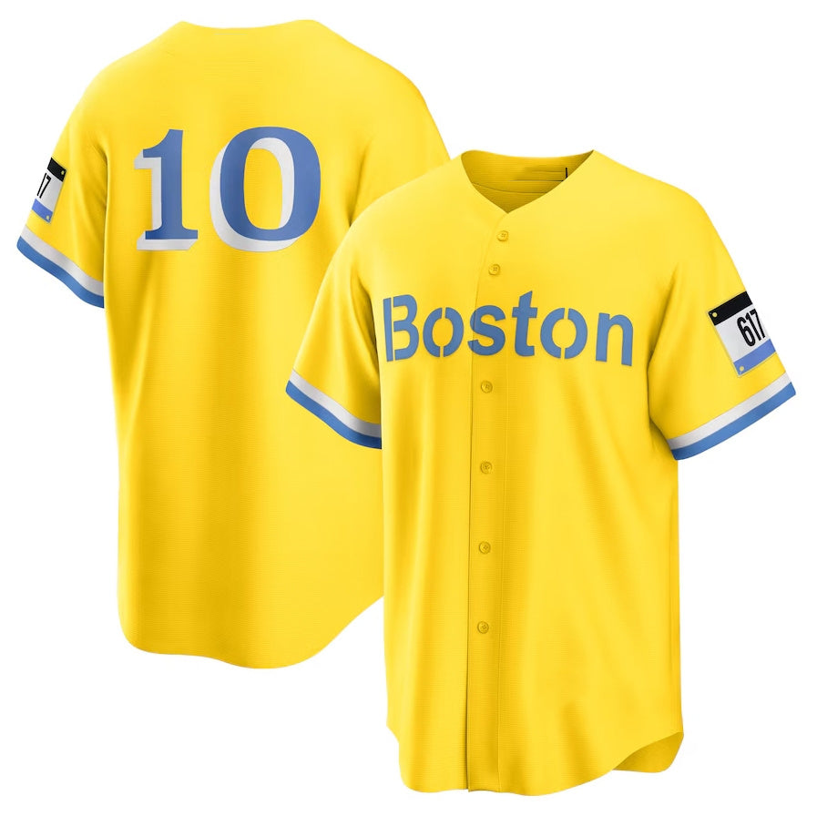 Boston Red Sox #10 Trevor Story City Connect Replica Player Jersey - Gold Stitched Baseball Jersey - Main View