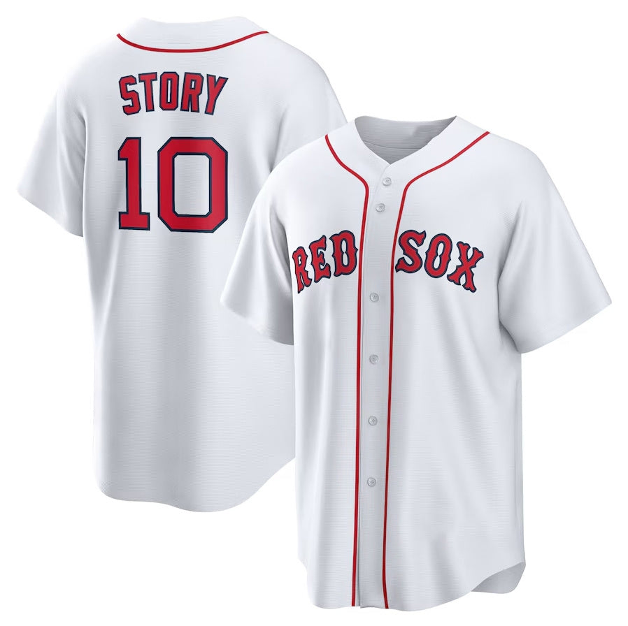 Boston Red Sox #10 Trevor Story Home Replica Jersey - White Stitched Baseball Jersey - Main View