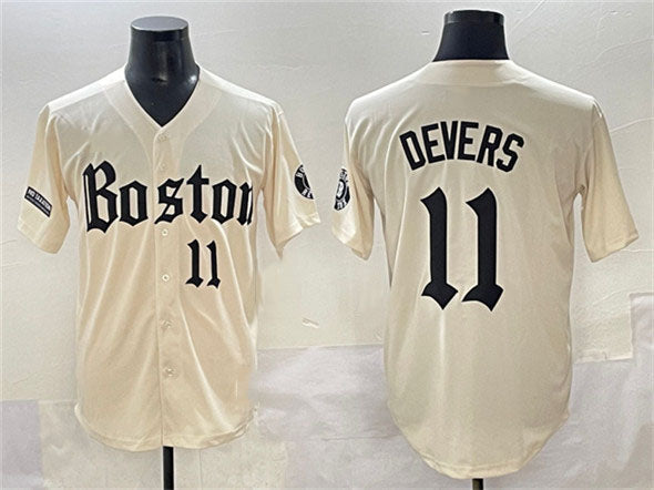 Boston Red Sox #11 Rafael Devers Cream Gothic Vapor Limited Stitched Baseball Jersey - Main View