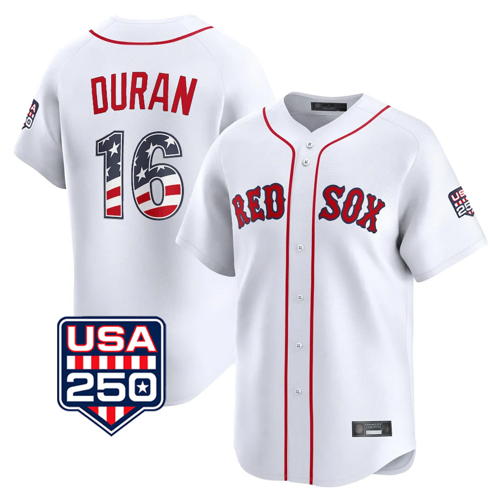 Boston Red Sox #16 Jarren Duran Player White USA 250 Fourth of July Limited Home Game Stitched Baseball Jersey - Main View
