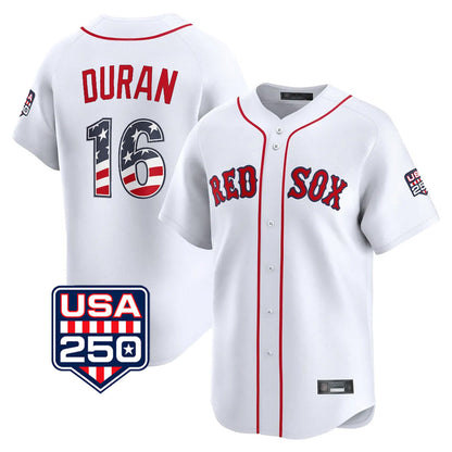 Boston Red Sox #16 Jarren Duran Player White USA 250 Fourth of July Limited Home Game Stitched Baseball Jersey - Main View