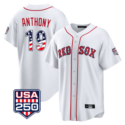 Boston Red Sox #19 Roman Anthony Player White USA 250 Fourth of July Home Game Stitched Baseball Jersey - Main View