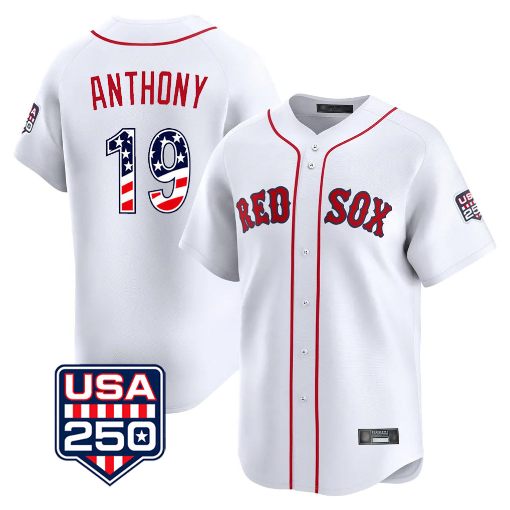 Boston Red Sox #19 Roman Anthony Player White USA 250 Fourth of July Limited Home Game Stitched Baseball Jersey - Main View
