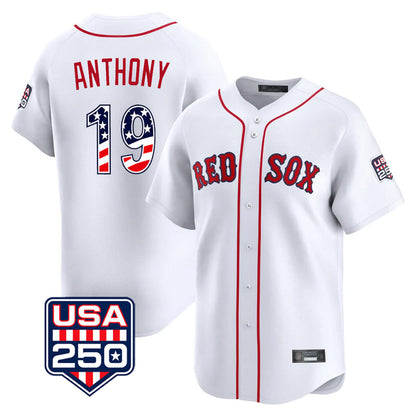 Boston Red Sox #19 Roman Anthony Player White USA 250 Fourth of July Limited Home Game Stitched Baseball Jersey - Main View