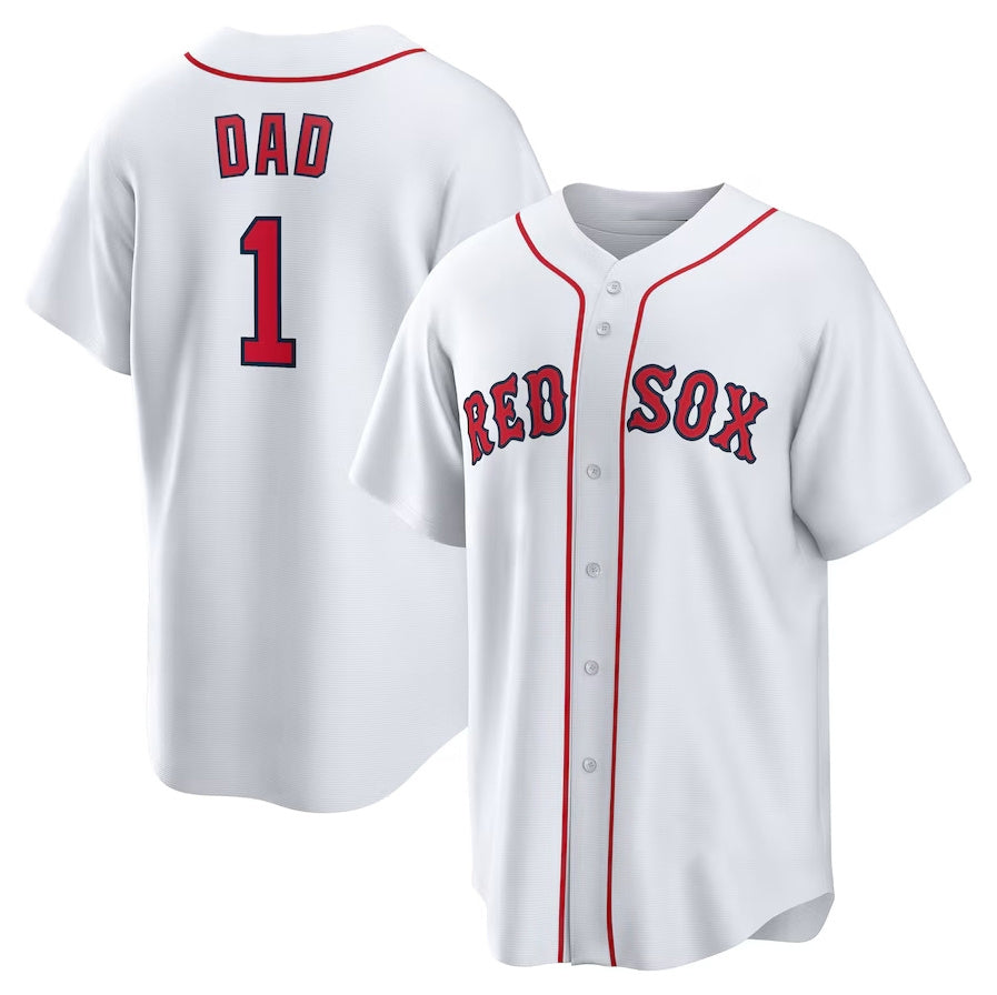 Boston Red Sox #1 Dad Home Replica Jersey - White Stitched Baseball Jersey - Main View