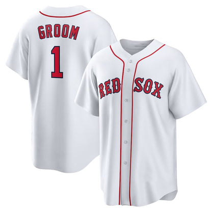 Boston Red Sox #1 Groom Home Replica Jersey - White Stitched Baseball Jersey - Main View