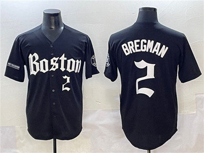 Boston Red Sox #2 Alex Bregman Black Gothic Vapor Limited Stitched Baseball Jersey - Main View