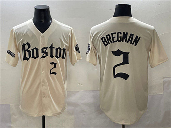 Boston Red Sox #2 Alex Bregman Cream Gothic Vapor Limited Stitched Baseball Jersey - Main View