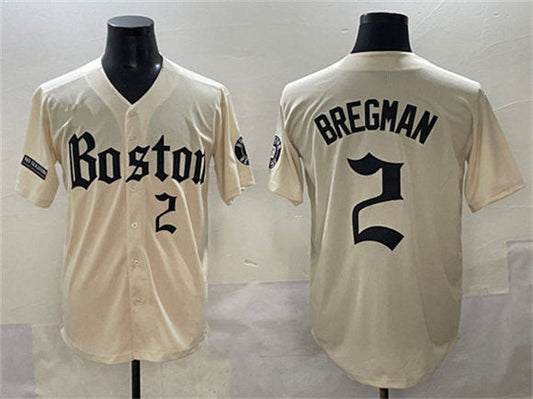 Boston Red Sox #2 Alex Bregman Cream Gothic Vapor Limited Stitched Baseball Jersey - Main View