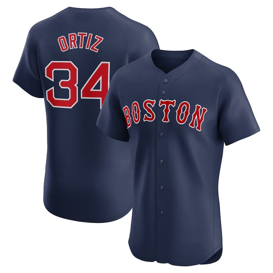 Boston Red Sox #34 David Ortiz Alternate Elite Player Jersey - Navy Stitched Baseball Jersey - Main View