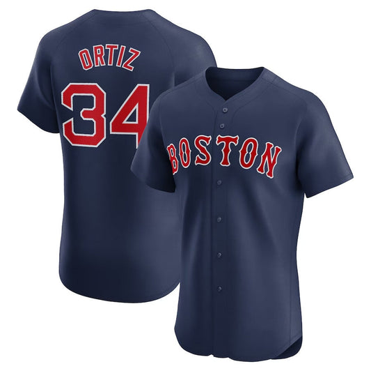 Boston Red Sox #34 David Ortiz Alternate Elite Player Jersey - Navy Stitched Baseball Jersey - Main View