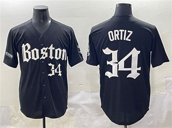 Boston Red Sox #34 David Ortiz Black Gothic Vapor Limited Stitched Baseball Jersey - Main View