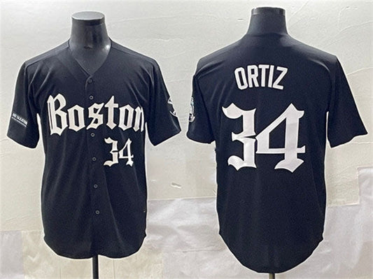 Boston Red Sox #34 David Ortiz Black Gothic Vapor Limited Stitched Baseball Jersey - Main View